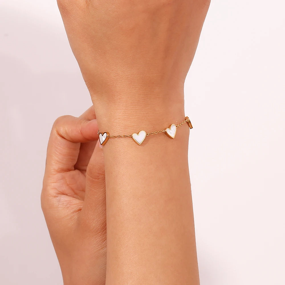 White Heart Armband